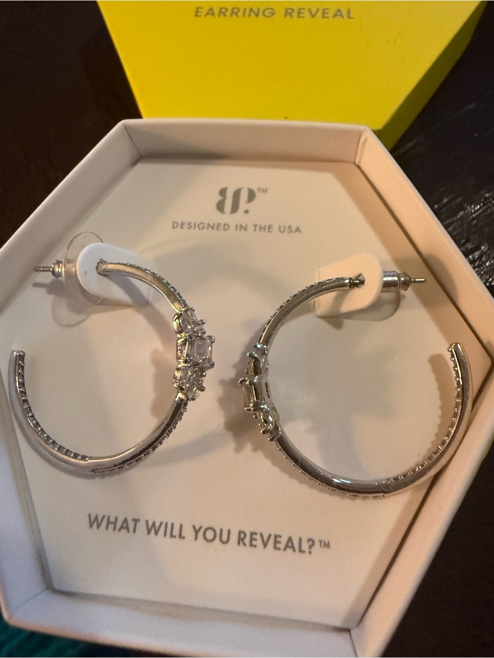 Rhodium Crystal Hoop Earrings